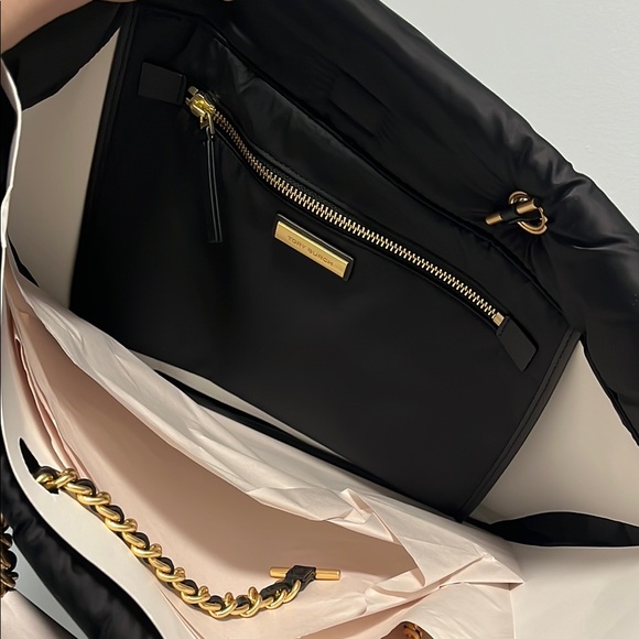Tory Burch Black Logo Patch Padded Tote Bag - Picture 3 of 3